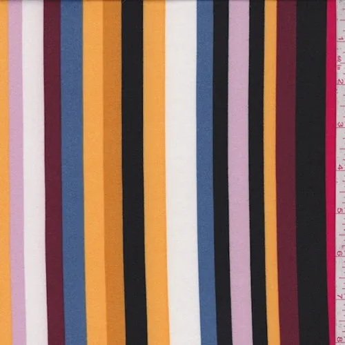 Gold/Wine/Black Stripe Double Brushed Jersey Knit Fabric